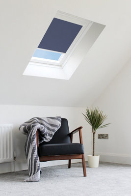 Classic Roof Blinds For Keylite Roof Windows, Blackout Blind, Window Code - Navy (P04A