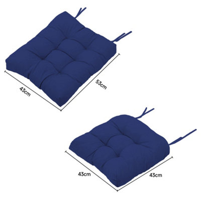 Navy Blue 2 Pcs Garden Polyester Chair Cushions Seat Pads Cushion Patio Seat Pads for Outdoors