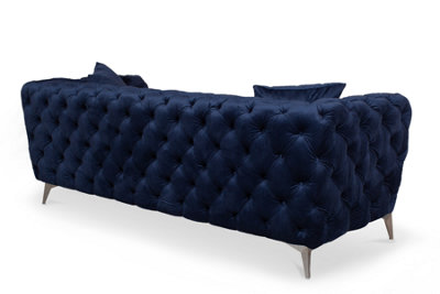 Navy Blue Chesterfield Sofa 3 Seater Sofa With Silver Feet