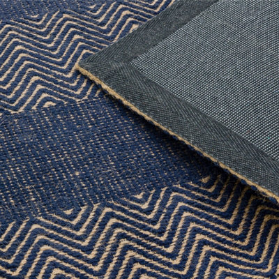 Navy Blue Geometric Graphics Modern Handmade Easy to clean Rug for Bed Room Living Room and Dining Room-66 X 200cm (Runner)