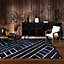 Navy Blue Gold Art Deco Living Room Rug 160x230cm