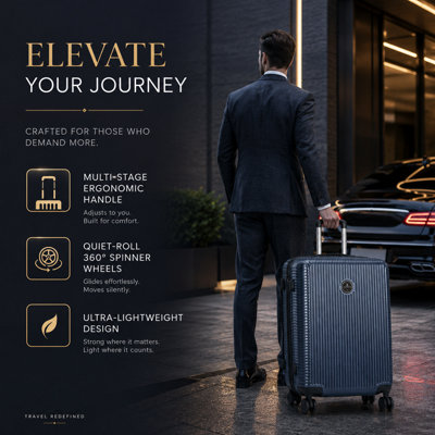 Navy Blue Hard Shell Suitcase 20 Inch with TSA Lock