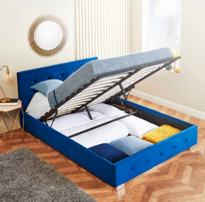 Navy king deals size ottoman bed