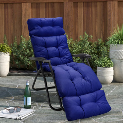 Navy Blue Outdoor Garden Sofa Cushion Chair Lounger Cushions Patio Seat Pads With Ties