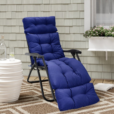 Navy Blue Outdoor Garden Sofa Cushion Chair Lounger Cushions Patio Seat Pads With Ties