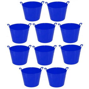 Navy Blue Set Of 10 Plastic Flexi Tub Storage Bucket 42L Builders Garden Horse Feed Trug Laundry Toy