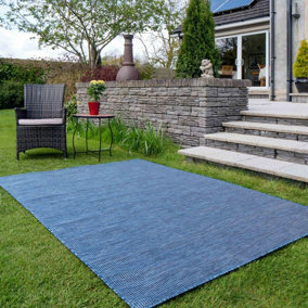Navy Blue Soft Plastic Value Indoor Outdoor Weatherproof Washable Area Rug 117x170cm