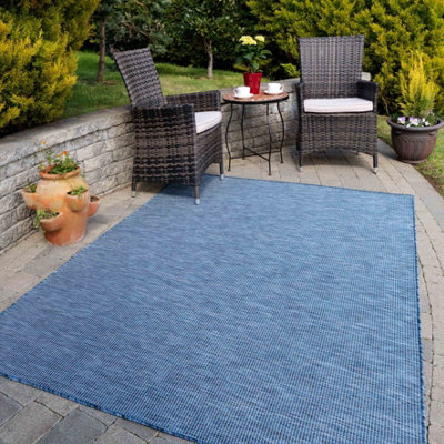 Navy Blue Soft Plastic Value Indoor Outdoor Weatherproof Washable Area Rug 117x170cm