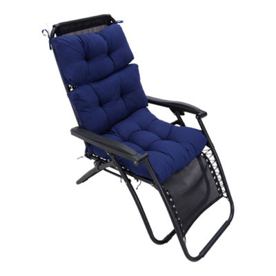 Navy Blue Tri-fold Soft Outdoor Garden Chair Bench Seat Pad Cushion 110cm W x 55cm D