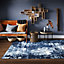 Navy Blue White Distressed Abstract Living Room Rug 190x280cm