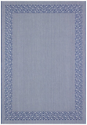 Navy Bordered Modern Easy To Clean Rug For Dining Room-160cm x 230cm