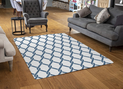Navy Chainlink Rope Special Soft Home Rug