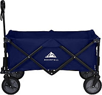 Navy Collapsible Portable Wagon Trolley Folding Wheeled Festival Cart For Camping Beach Outdoor Leisure