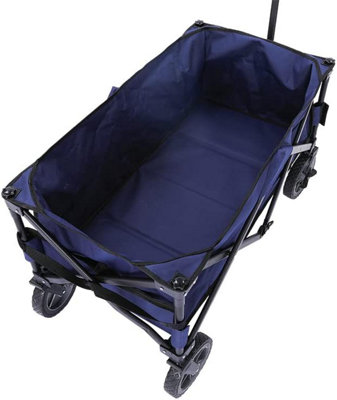 Navy Collapsible Portable Wagon Trolley Folding Wheeled Festival Cart For Camping Beach Outdoor Leisure - 3