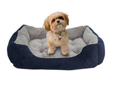 Luxurious Blue Corduroy Dog Sleeper Bed