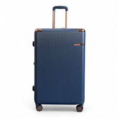 Navy Expandable Hard Shell 8 Wheels Luggage Travel Large Suitcase