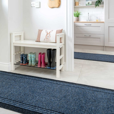 Navy Hard Wearing Non Slip Cut To Measure Runner Utility Mat 66cm Wide (2ft 2in W x 10ft L)