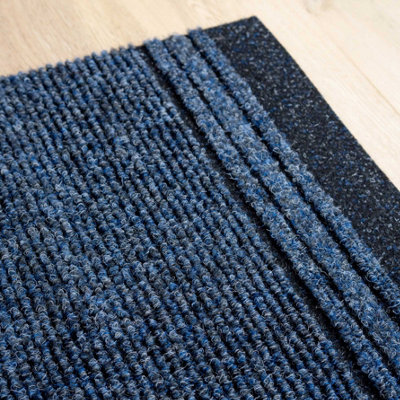 Navy Hard Wearing Non Slip Cut To Measure Runner Utility Mat 66cm Wide (2ft 2in W x 10ft L)
