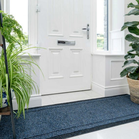 Navy Hard Wearing Non Slip Cut To Measure Runner Utility Mat 66cm Wide (2ft 2in W x 11ft L)