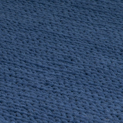 Navy Knitted Large Wool Rug 200 x 300cm