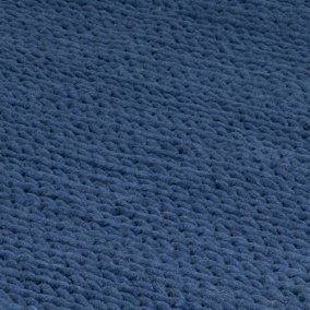 Navy Knitted Large Wool Rug 200 x 300cm