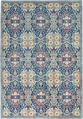 Navy Multicolor Rug, Stain-Resistant Rug, Traditional Bordered Floral Rug for Bedroom, & Dining Room-122cm (Circle)