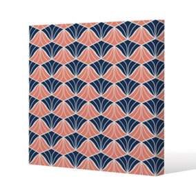 Navy & Pink Geometric Shells (Canvas Print) / 101 x 101 x 4cm