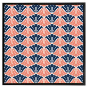 Navy & pink geometric shells (Picutre Frame) / 24x24" / Grey