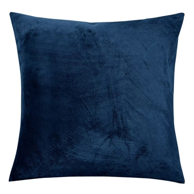 Navy Plain Filled Cushion Pair Luxury Velvet Cushion Cover Pack Of 2 Indoor/Outdoor Cushions