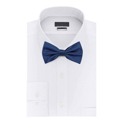 Navy Satin Polyester Bow Tie for Casual & Formal Wear, Wedding Party Accessory