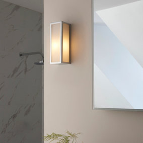 Nayland Chrome with Frosted Glass Contemporary 1 Light Bathroom Wall Light