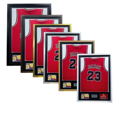 NBA Jersey Frame: DIY Shirt Display Case with Photo & Plaque - Black Frame