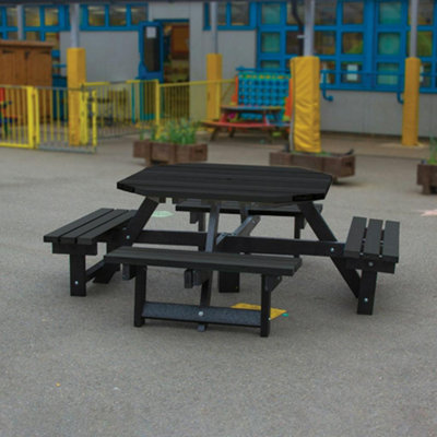 NBB 100% Recycled Plastic Furniture Junior Octagonal Picnic Table in Black