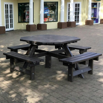 NBB 100% Recycled Plastic Furniture Junior Octagonal Picnic Table in Black
