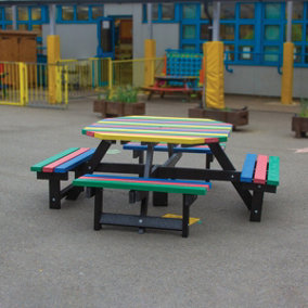 NBB 100% Recycled Plastic Furniture Junior Octagonal Picnic Table in Multi