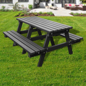 NBB 100% Recycled Plastic Furniture Large Picnic Table in Black