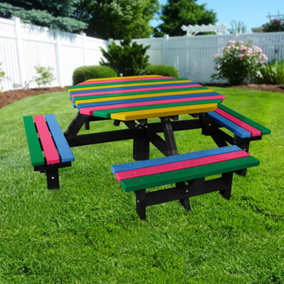 NBB 100% Recycled Plastic Furniture Octagonal Picnic Table in Multi