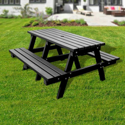 NBB 100% Recycled Plastic Furniture Standard Picnic Table - Black