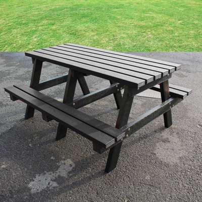 NBB 100% Recycled Plastic Furniture Standard Picnic Table - Black