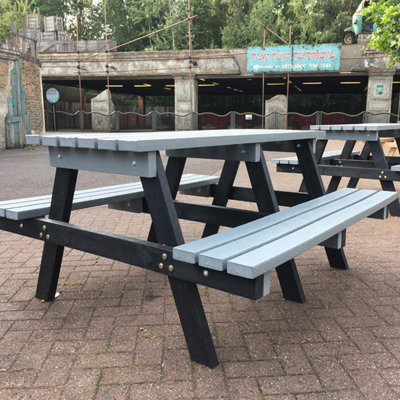 NBB 100 Recycled Plastic Furniture Standard Picnic Table In Grey DIY   Nbb 100 Recycled Plastic Furniture Standard Picnic Table In Grey~5054495729279 01c MP