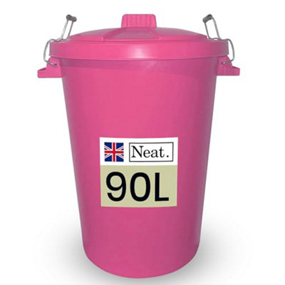Neat. 90L Bin Coloured Large Plastic Bins, Heavy Duty- Pink- Pack of 1