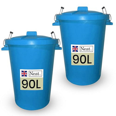 Neat. 90L Bin Coloured Large Plastic Bins, Heavy Duty- Sky Blue - Pack of 2