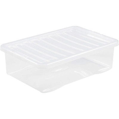 Neat. Plastics 32L Heavy Duty Storage Box, Clear Base, Clear Lid - Organise Easily with Plastic Storage Box- Pack of 10