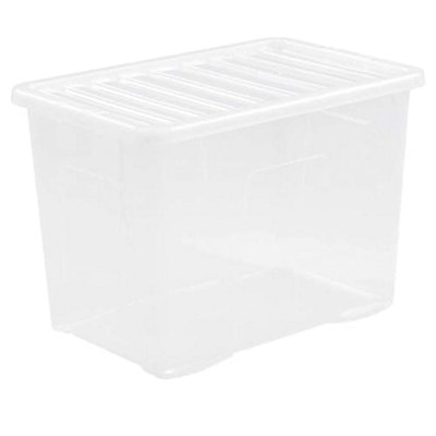 Neat. Plastics 80L Storage Box, Clear Base, Clear Lid - Organise Easily with Plastic Storage Box- Pack of 10