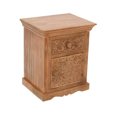 Nebulla Mango Wood Bedside Table With Storage