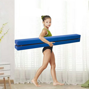 Neche 2.1M Folding Gymnastics Balance Beam,Hard Wearing Home Training Bar - Blue