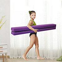 Neche 2.1M Folding Gymnastics Balance Beam,Hard Wearing Home Training Bar - Purple
