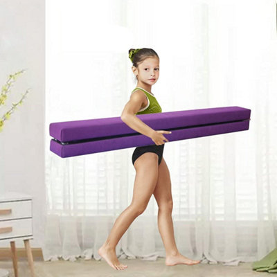 Neche 2.1M Folding Gymnastics Balance Beam,Hard Wearing Home Training Bar - Purple