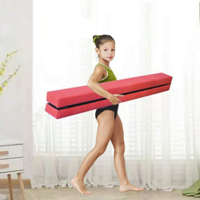 Neche 2.1M Folding Gymnastics Balance Beam,Hard Wearing Home Training Bar - Red