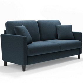 Neche 2 Seater Couch, Teddy Velvet Loveseat Sofa with Extra Deep Seats - Blue Grey